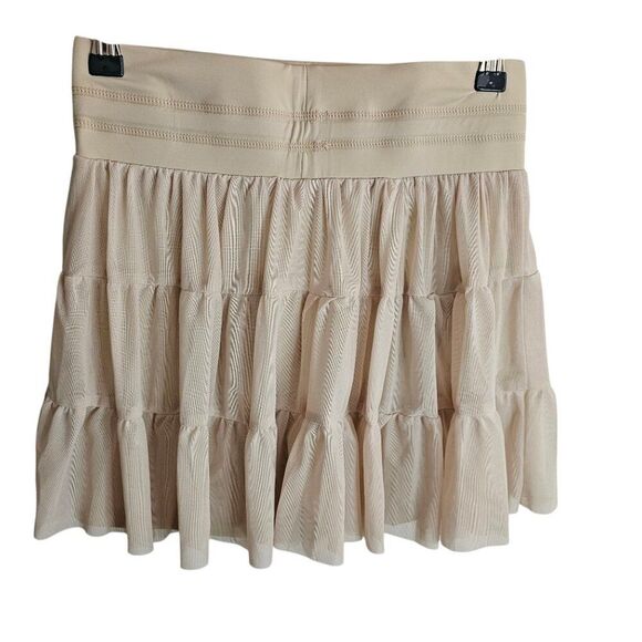 NWT Cresay Cream Pleated High Waisted Tiered Ruffle Mini Skort Short Pockets - Picture 2 of 3